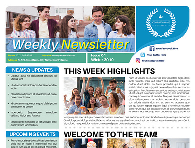 Monthly Newsletters Adobe Indesign adobe indesign creative design email marketing illustration newsfeed newspaper