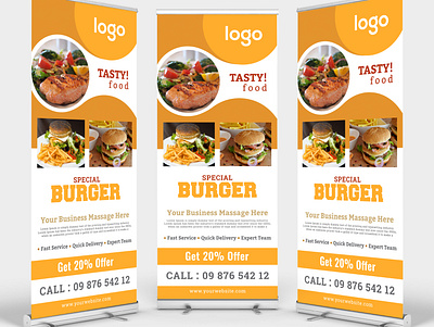 Restaurants and Foods Roll Up Banner banner ads banner design creative design food banner roll up banner rollup