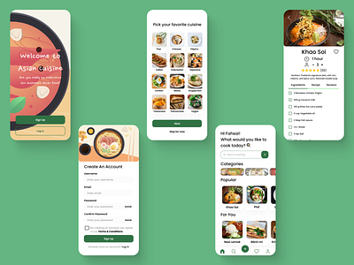 Food Recipe App app branding design figma food graphic design illustration mobile mobile design ui ui design uidesign uiux user experience user interface ux ux design uxdesign