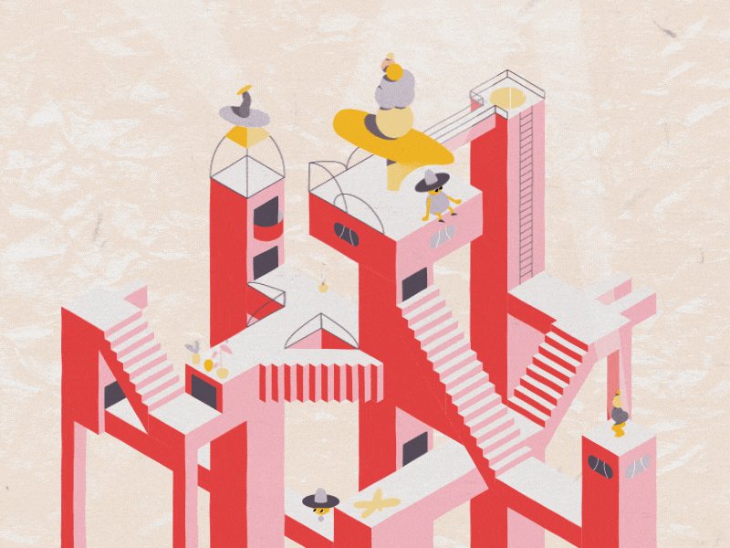 isometric stairs aftereffects animated gif animation character characters creatures design isometric