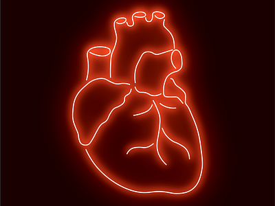 Neon Red Heart design illustration