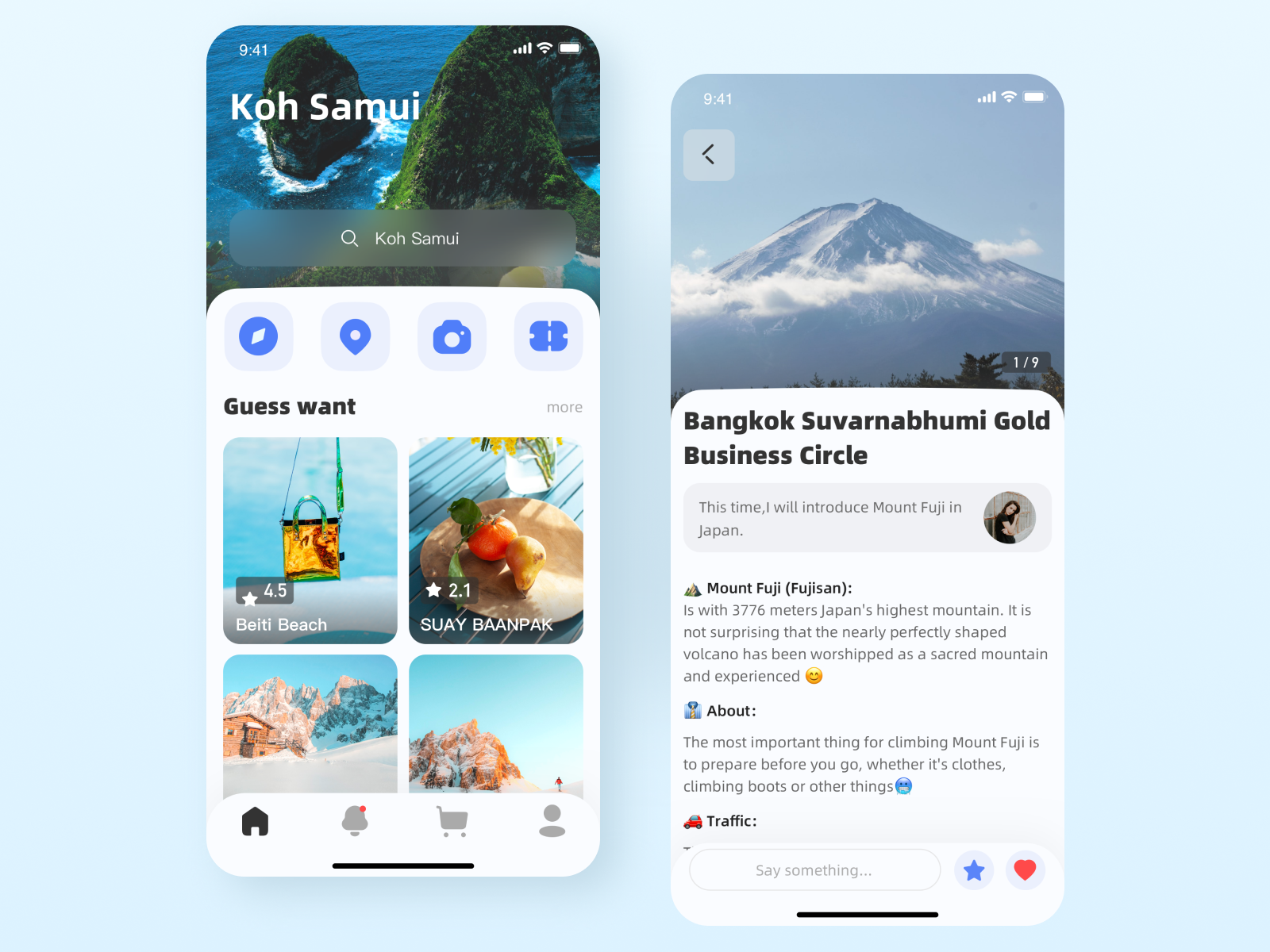 Two tourism interfaces by 尹承元 on Dribbble