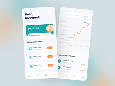 Electronic Money Application 3d app clean colorful diamond e wallet exploration flat design gold green minimalist money app orange ui ui design ux ux design