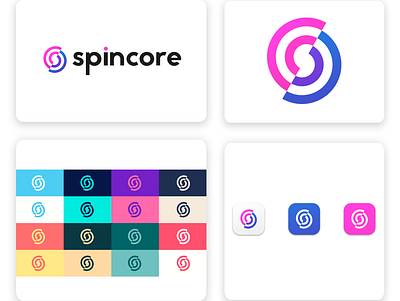 Spincore Logo Design branding design flat icon logo minimal