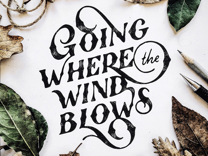 Going where the wind blows script hand lettering design lettering typography type
