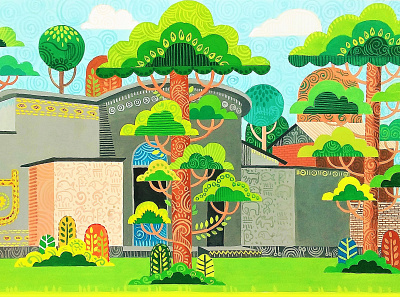 debaloi illustration art brush creative degital painting design graphic design green illustraion tree vector