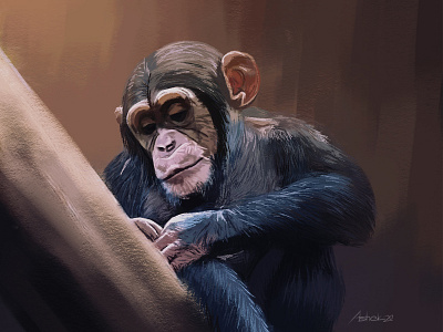 Monkey brushes creative digital art digital painting drawing illustraion monkey painting