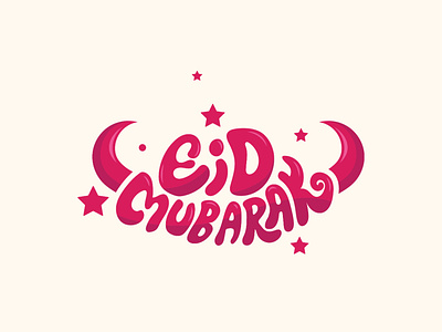 Eid Mubarak Typography Greeting Card Design for Muslim Holiday.