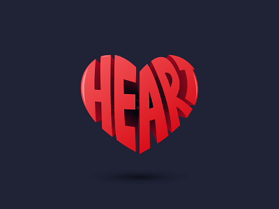 Heart vector logo 3d style lettering Design romantic