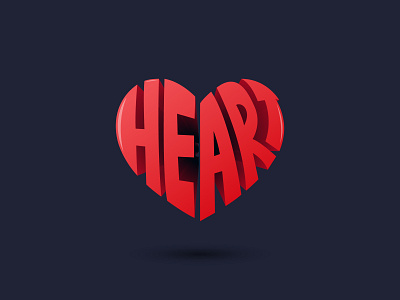 Heart vector logo 3d style lettering Design