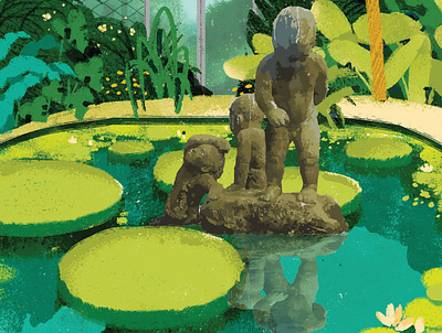 Tribo brush childs design graphic design green icon illustration pond tree vector