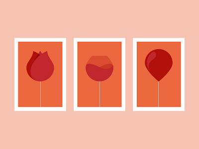 Triptych ballon flower wine womens day