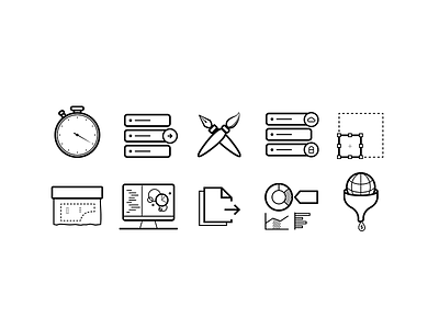 Icon set charts customize data visualization export filters icons real time scalable security tailored vector