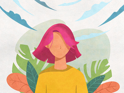 Pink Girl animation app art artist design dribbble flat flatdesign green icon illustration illustration art illustrator potrait tree ui vector website