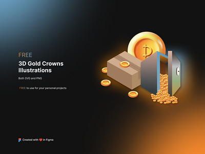 Gold Crowns Illustrations 3d assets figma gold coin illustrations gold coins gold illustrations illustration