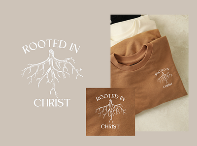 Rooted in Christ T-shirt apparel branding christian church church apparel design illustration jesus sweatshirt t shirt t shirt design typography youngadults