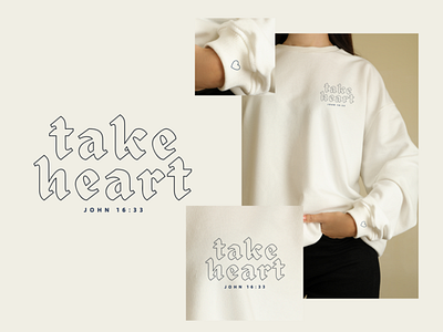 Take Heart T-shirt apparel branding christian church church apparel design illustration jesus sweatshirt design t shirt t shirt design typography youngadults