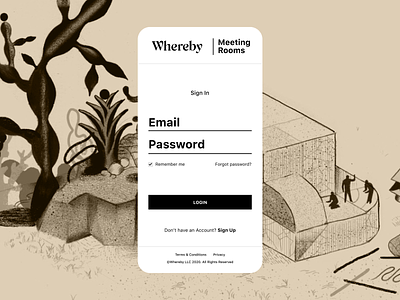 Whereby Login screen branding collaboration get in touch illustration login meeting participant plans professional recording room subscription support supporter wfh work work from home