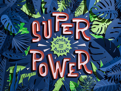 Superpower cd jungle lettering music packaging paper paper art papercraft papercut typography vinyl