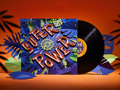 Superpower Vinyl cd design illustration jungle music paper art paper craft papercut typography vinyl cover