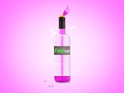 Feed me bottle dribbble feed leaf pink wine
