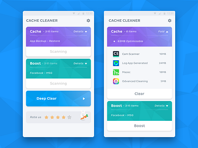 Cache Cleaner andriod app sketch ui