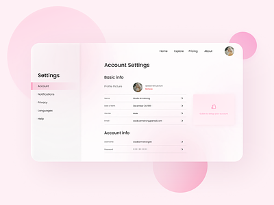 Account Settings Page Design