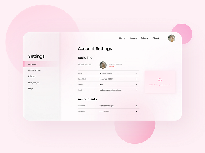 Account Settings Page Design by Siddhant on Dribbble
