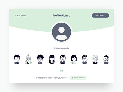 Profile Picture Page - Avatar avatar dailyui dailyui088 design edit profile illustration illustrations image minimal profile profile page ui uidesign ux webpage
