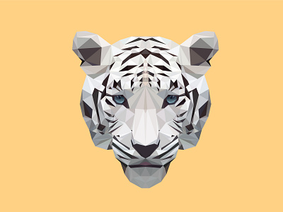 Polygonal Tiger bengali claws fangs greeting growl hunter icon nature new pattern predator sign stripes style tiger triangle vector white tiger wild year