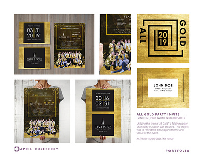 All Gold Party Invite logo print design typography