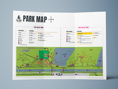 The Forge Park Map adventure park attractions bouldering directions facilities illustration key legend map mountain biking parking print design pump track quarry signage trails wayfinding ziplining