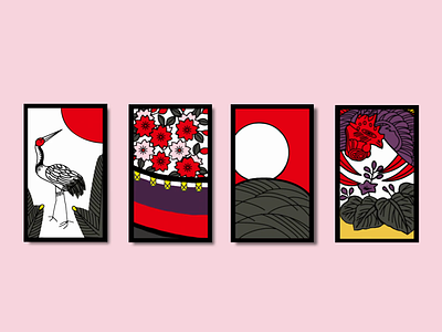 Hanafuda (花札, “flower cards”) animation branding card game design studio game graphic design japanese culture logo motion graphics suit