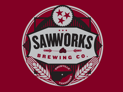 Saw Works Brewery 2color screenprinting shirtdesign vector