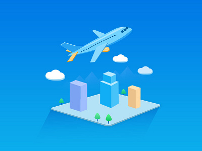 2.5D commercial air transport air transport scene illustration ui ux 动画 向量 品牌 商标 图标 应用 插图 活版印刷 设计