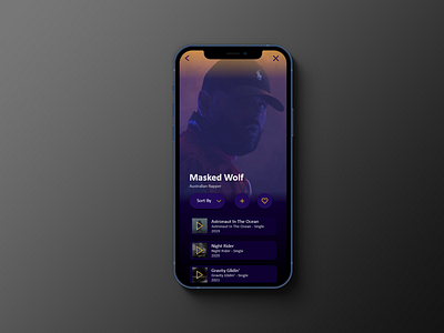 Music App view 3 adobe xd app design photoshop