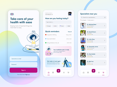 Take Care of Your Health with Ease design healthcare mobile app ui