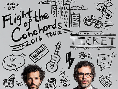 Flight of the Conchords Announcement hand drawn new zealand raster tv