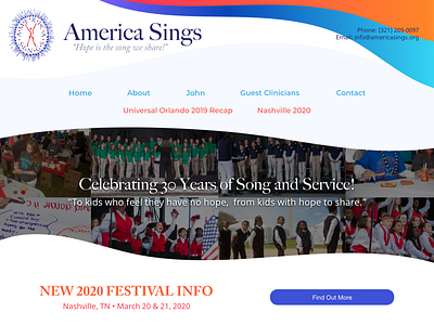 Web Layout - America Sings client header layout non profit web work