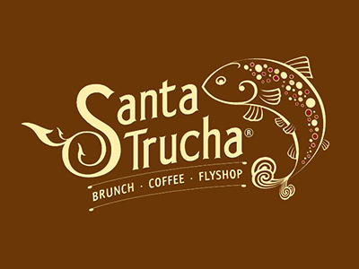 Santatrucha Logo brunch coffee fish flyshop food illustration logo typography vector
