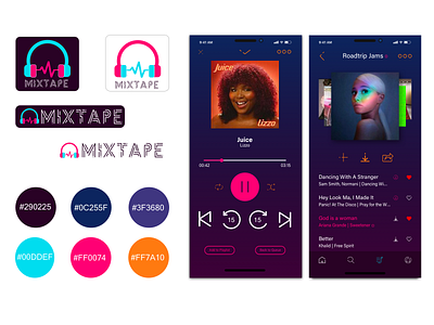 Mixtape | Brand Design app audio audio app branding color design logo mobile music music app music player palette playoff playoffs rebound typography ui ux
