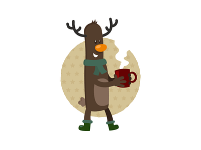 Here's to mulled wine character christmas illustration rudolf xmas