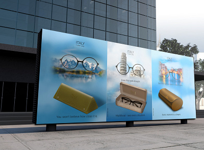 Creating a 3D case in a city concept 3d branding graphic design עיצוב מארז בפוטושופ