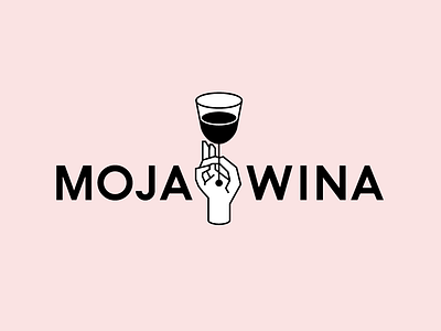 Moja Wina - logo - restaurant - food & wine branding design flat illustration logo typography vector