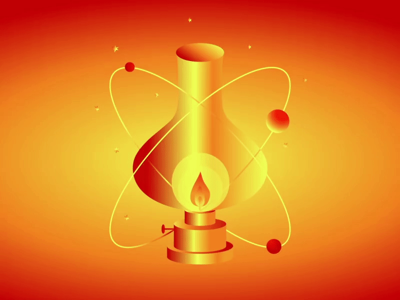 FIRE OF IDEA - Animation - SOL x YOS animation atom book cosmos fire gif lamp reading red stars
