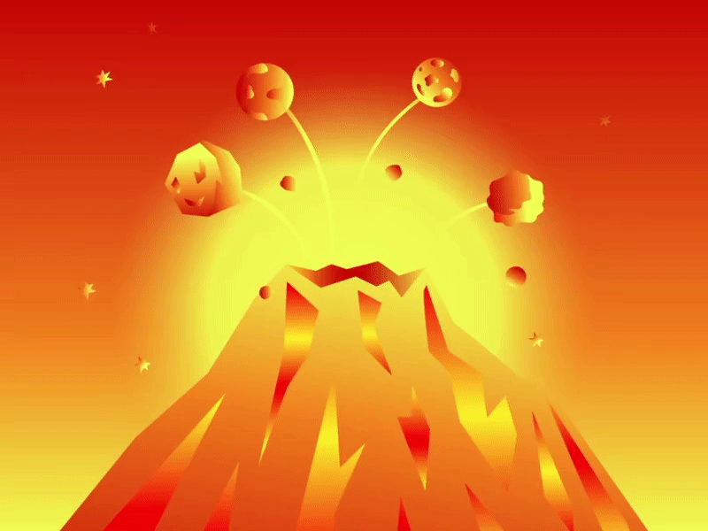 VOLCANO - Animation - SOL x YOS animation animations book cosmos fire gif instagram reading stars sun volcano