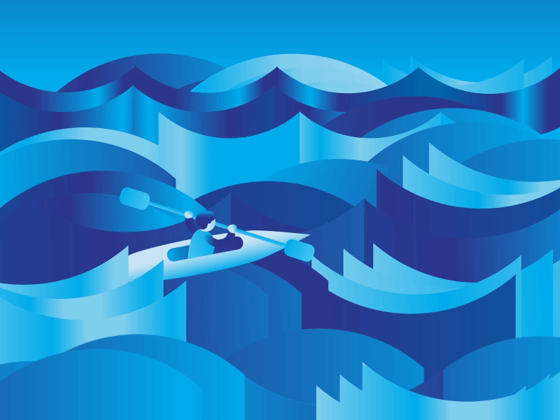 WIDE WATERS - Animation - SOL x YOS animation blue book gif gradient gradients illustration kajak reading vector water