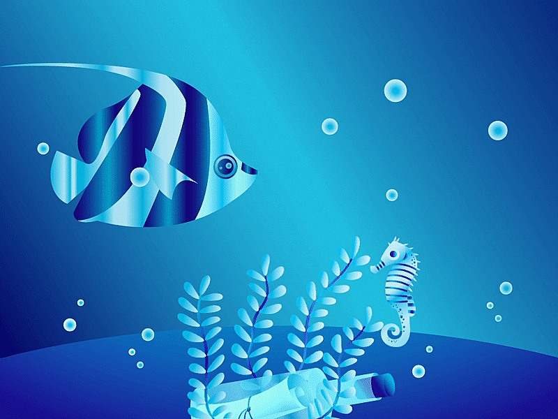 UNDER WATER - Animation - SOL x YOS animation blue book design fish gif gradient illustration water