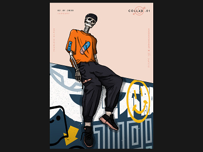 Fearless (collab with @cosmic.egg) akira art beanie bright clean clothes collab drawing drawn fashion fearless graffiti japanese line modern pastel poster sketch skull style