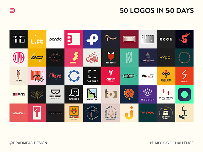A Logo Every Day, For 50 Days (#dailylogochallenge) 50 brand branding bright challenge clean collection colourful daily dailylogo dailylogochallenge days fifty logo logos modern simple